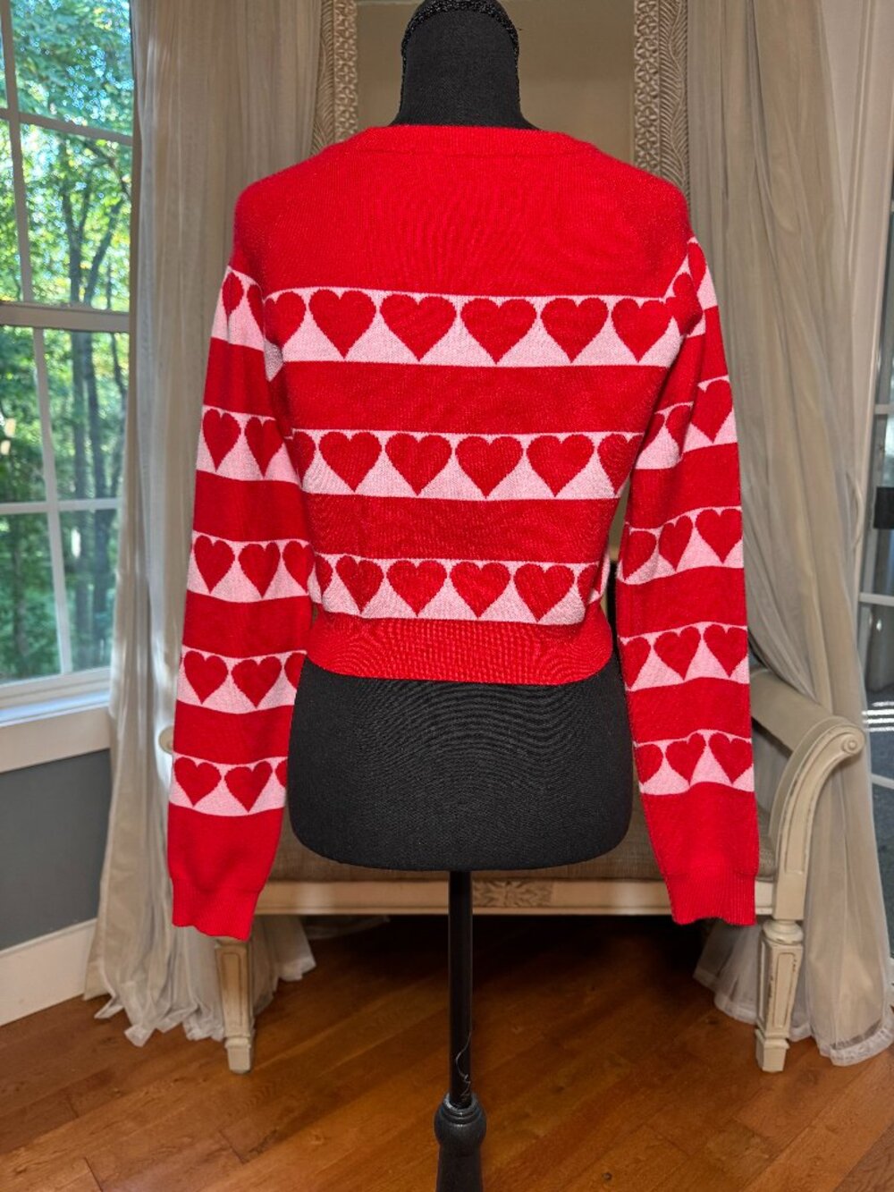 ❤️ Altar’d State Juliette Heart Cropped Sweater Red Pink S Valentine - Picture 3 of 9